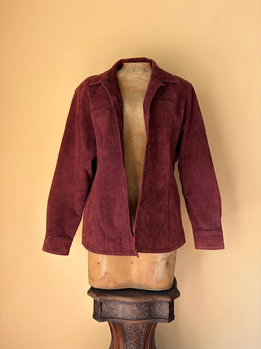 Vtg 90s Y2K Berry Purple Burgundy Suede Jacket Western Boho Whimsygoth